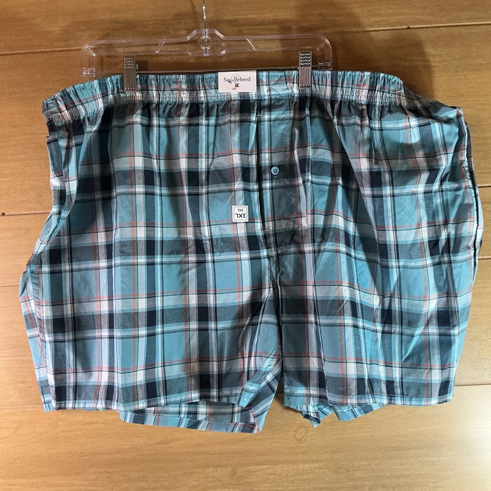 Saddlebred Men’s 3XL Boxers Blue Plaid Print New With Tag